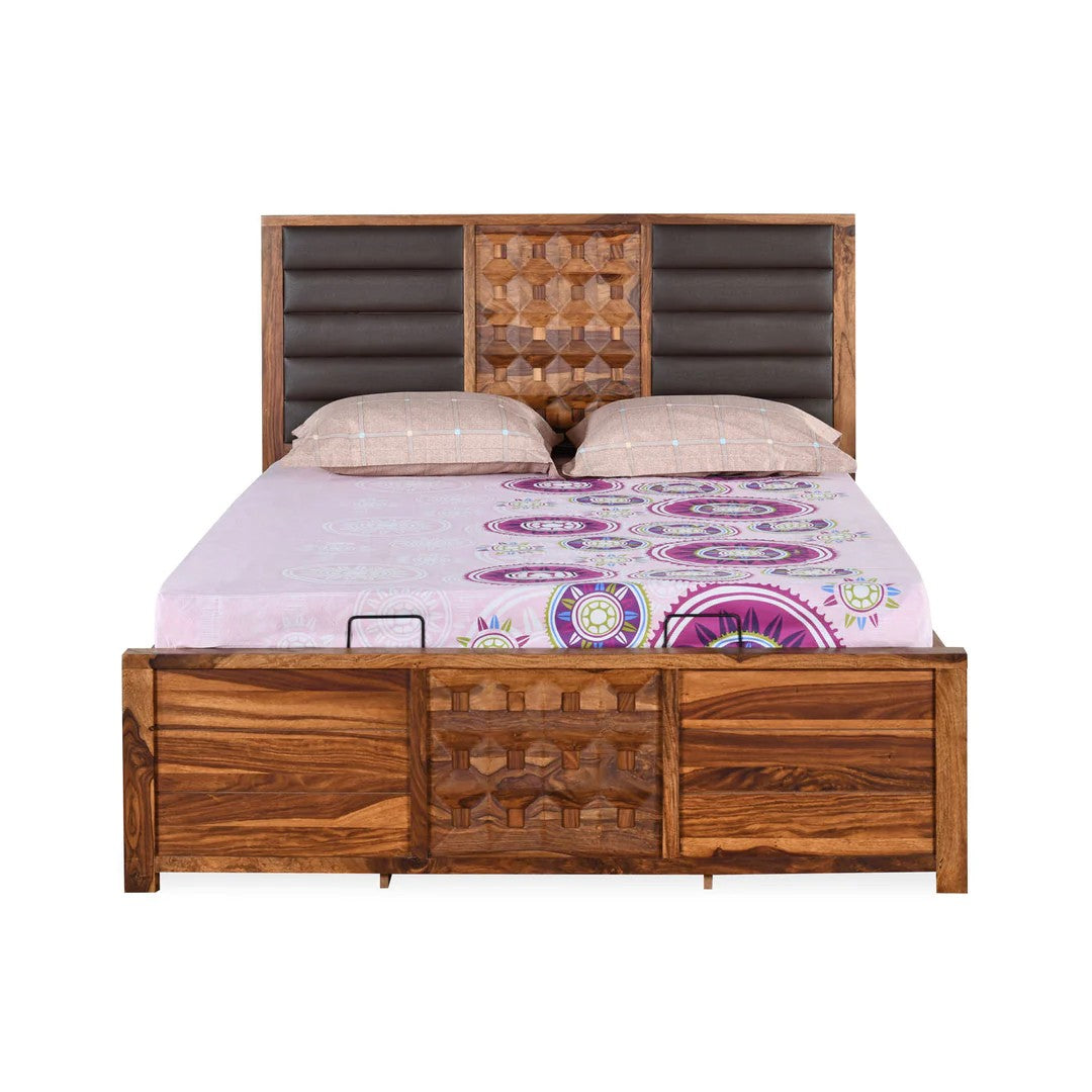 Hulk Queen Bed With Hydraulic Storage-Walnut