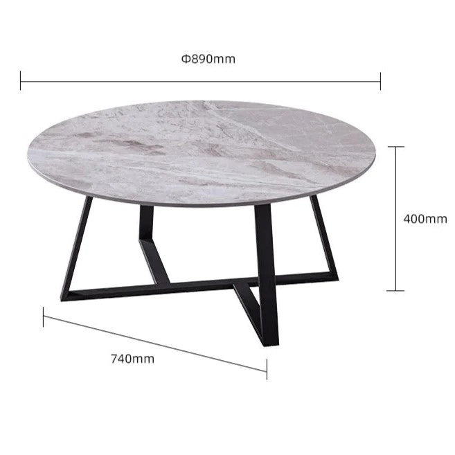 IN-Minimalist glossy slate round coffee table