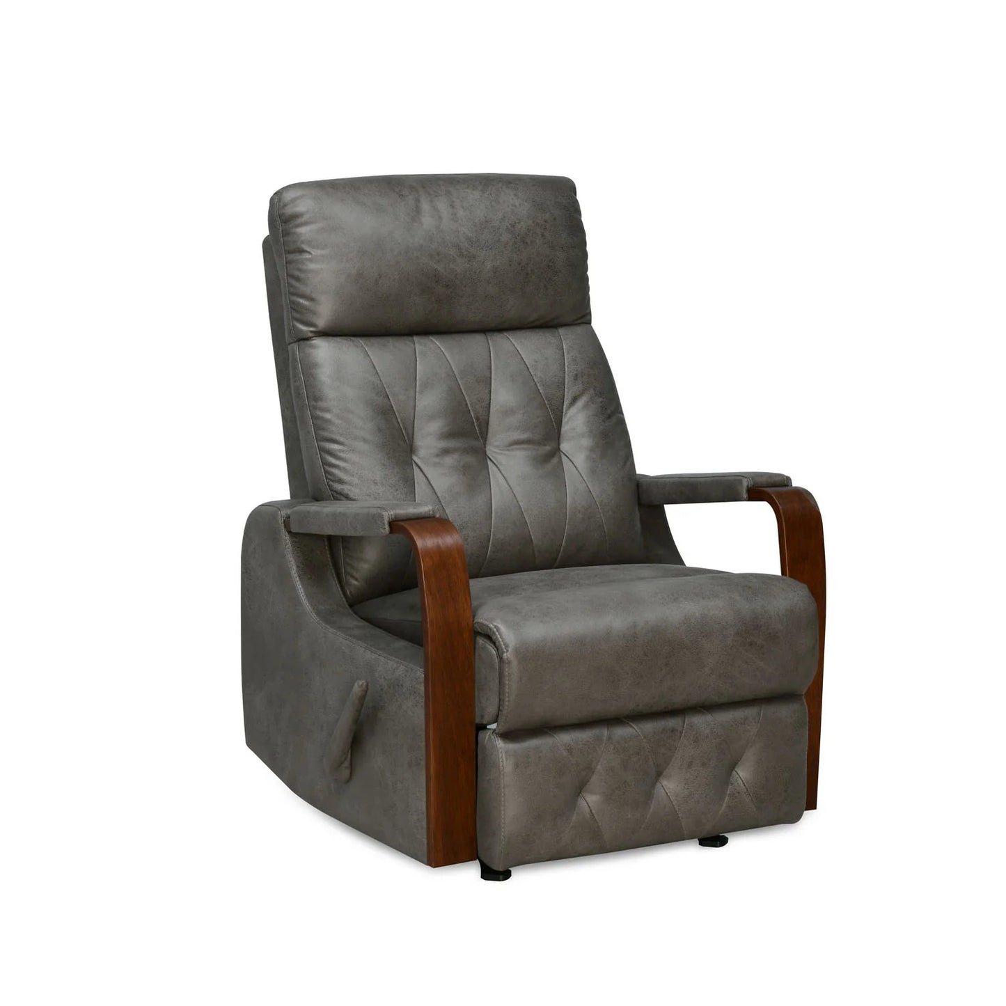 Wood bridge 1 Seater Fabric Rocker Recliner-Grey