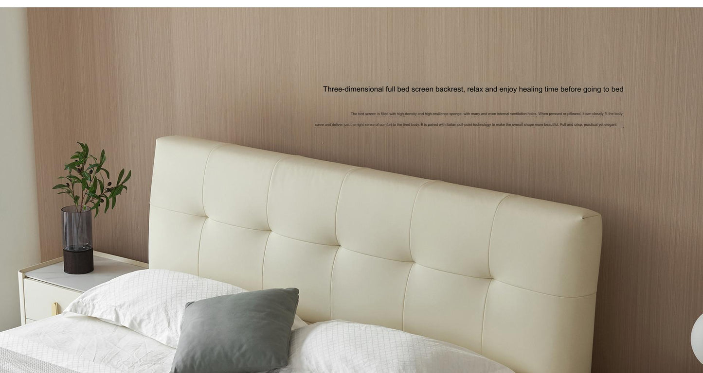 IN-Cream style technical leather soft bed