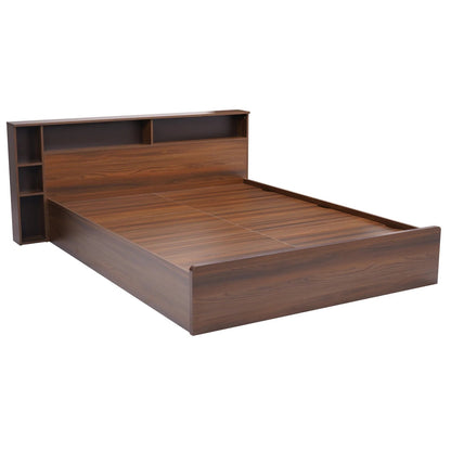 Torrie King Bed with Headboard and Box Storage-Classic Walnut