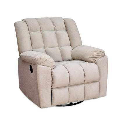 Vivo 1 Seater Fabric Manual Rocker & Swivel Recliner-Beige