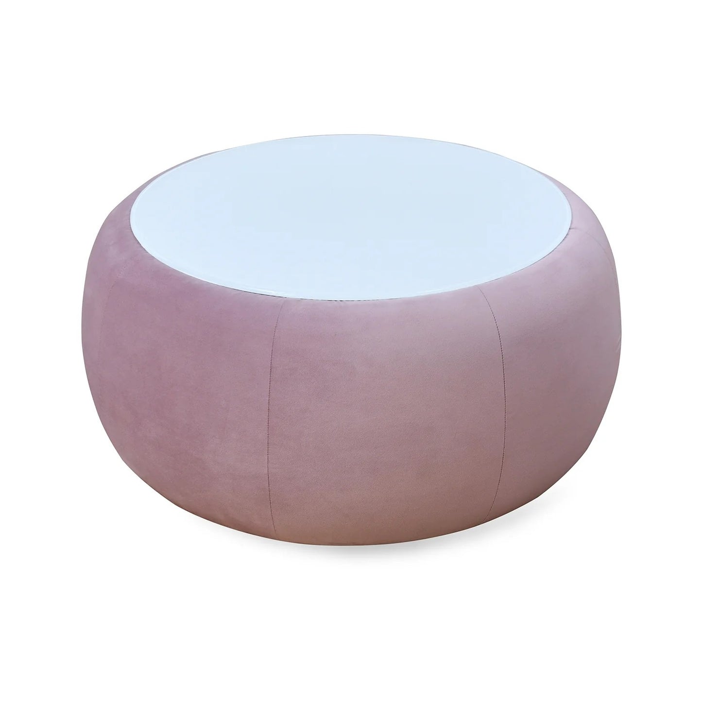 Arias Lorenza Upholstered Center Table with Glass Top-Onion Pink