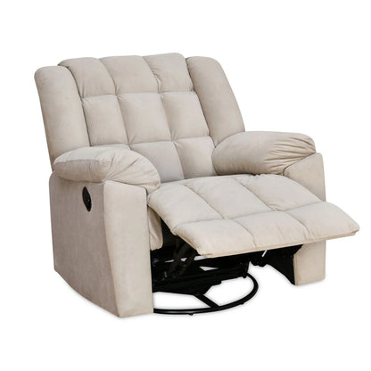 Vivo 1 Seater Fabric Manual Rocker & Swivel Recliner-Beige