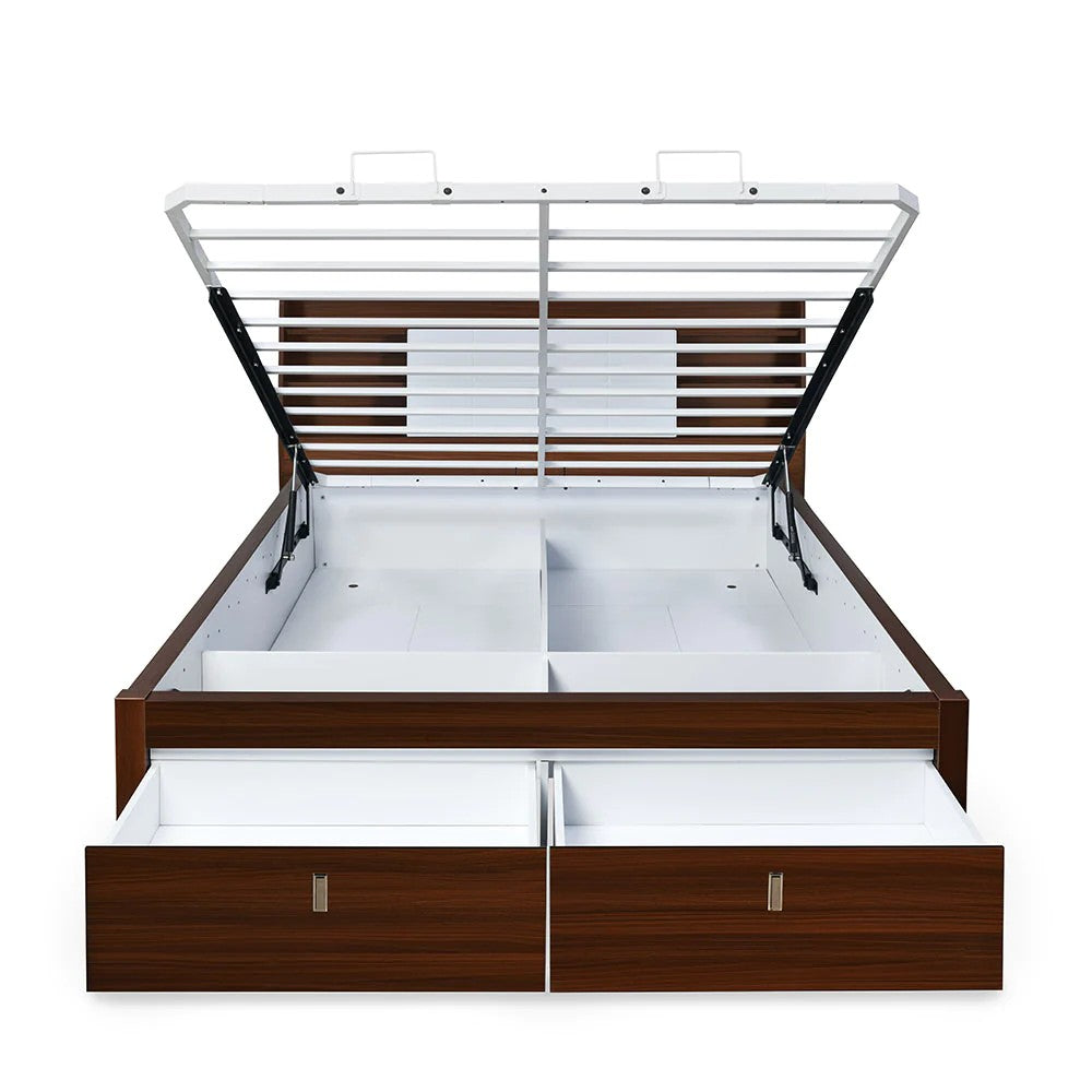 Ornate Premier Bed With Hydraulic Storage Queen-Walnut