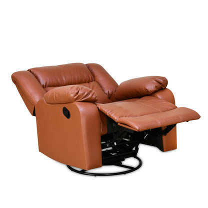 Ellis 1 Seater Leatherette Manual Rocker & Swivel Recliner-Tan Brown