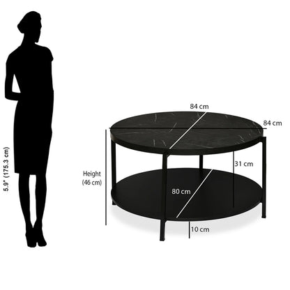 Benton Round Shape Center Table-Black