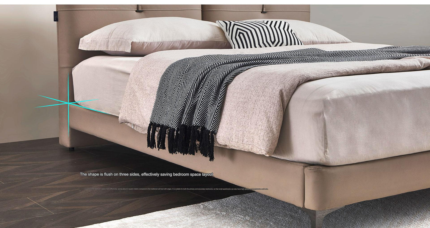 IN-Yunshan-Italian minimalist leather soft bed