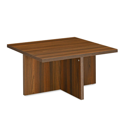 Trendy Engineered Wood Coffee Table Set with Storage Stool-Walnut