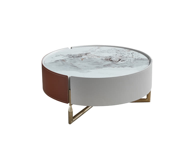 IN-Elysee light luxury saddle leather coffee table