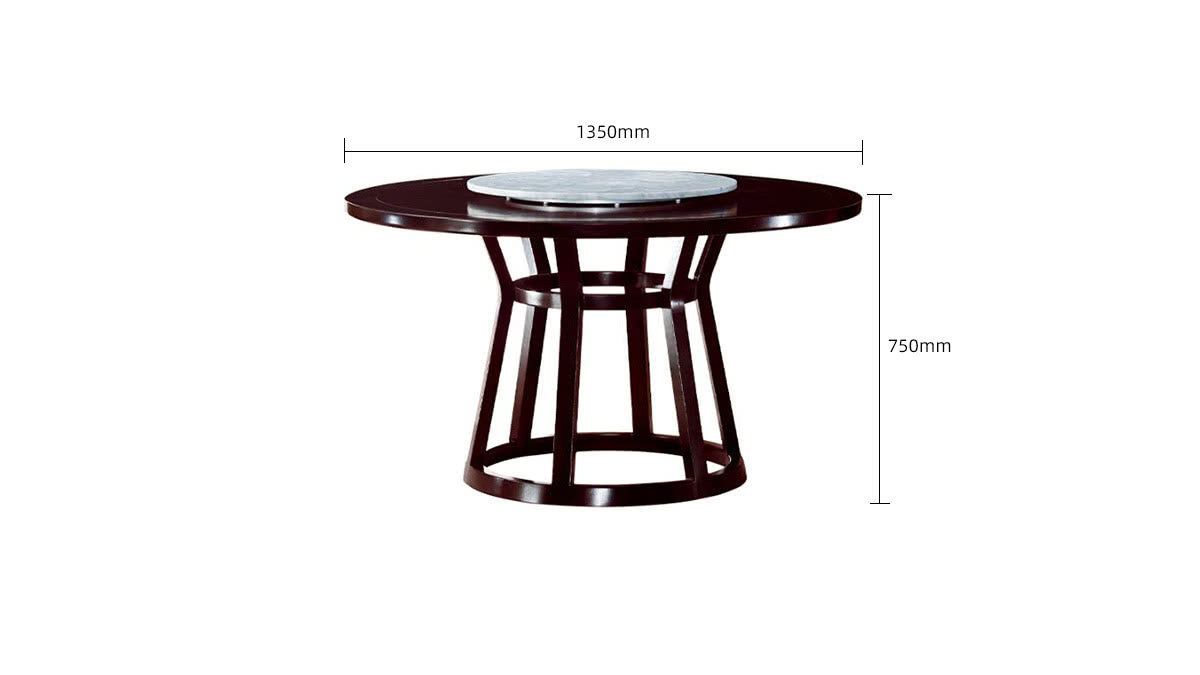 IN-Chinese Style Solid Wood Round Turnable Dining Set