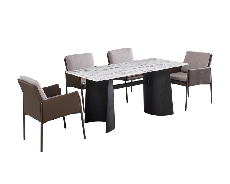 IN-Modern black tea table dining table and chair set