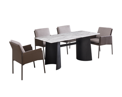 IN-Modern black tea table dining table and chair set
