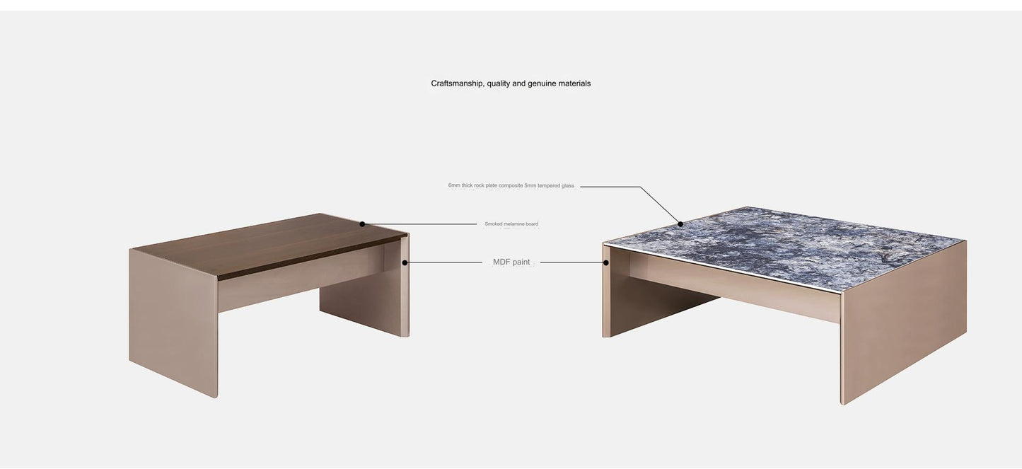 IN-Light luxury slate composite tempered glass coffee table