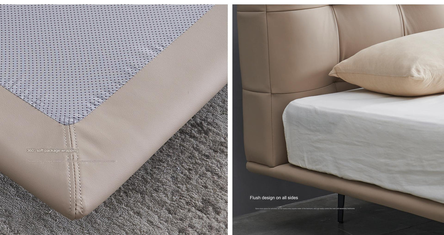 IN-Modern leather soft bed off white