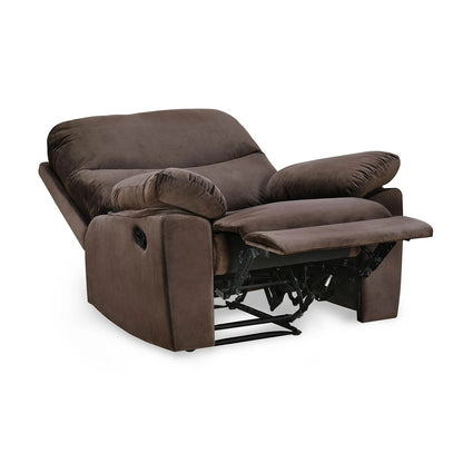 Rayford 1 Seater Fabric Manual Recliner-Brown