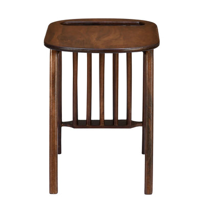 Kingsley Solid Wood Side Table with Magzine Rack-Red Walnut