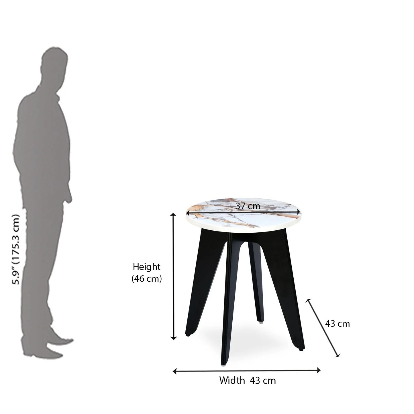 Christa Engineered Wood Side Table with Marble -White