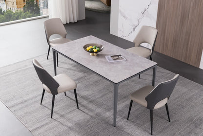 IN-Minimalist slate dining table and chairs Set