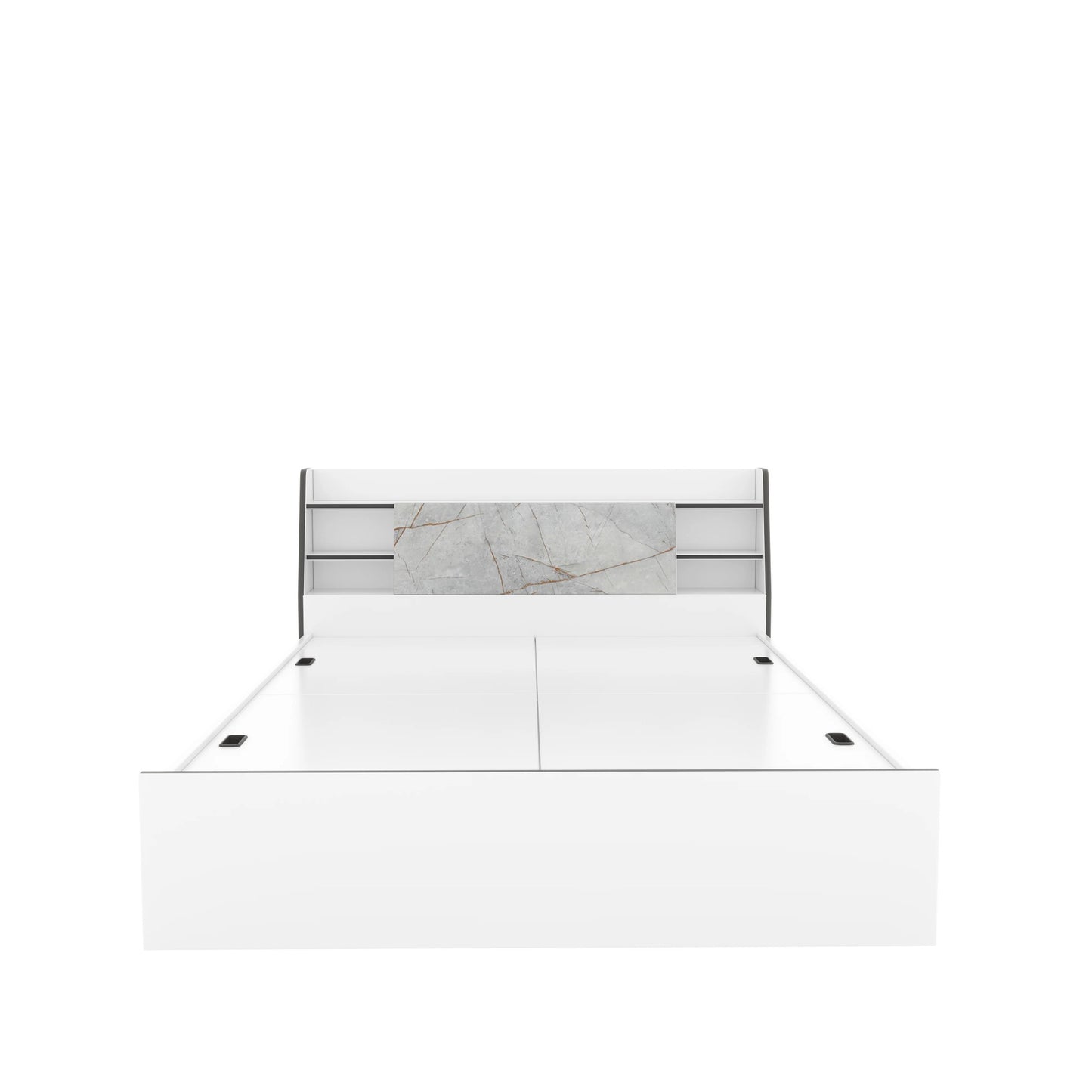 Marbito Queen Bed With Headboard & Box Storage-White