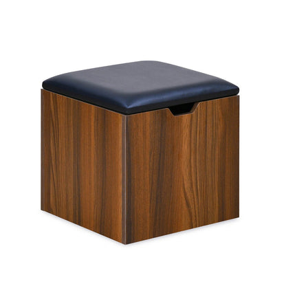 Trendy Engineered Wood Coffee Table Set with Storage Stool-Walnut