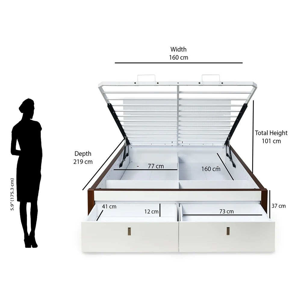 Capsule Premier Bed with Full Hydraulic Storage Queen-White