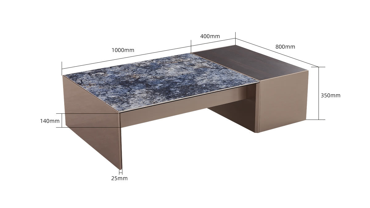 IN-Light luxury slate composite tempered glass coffee table