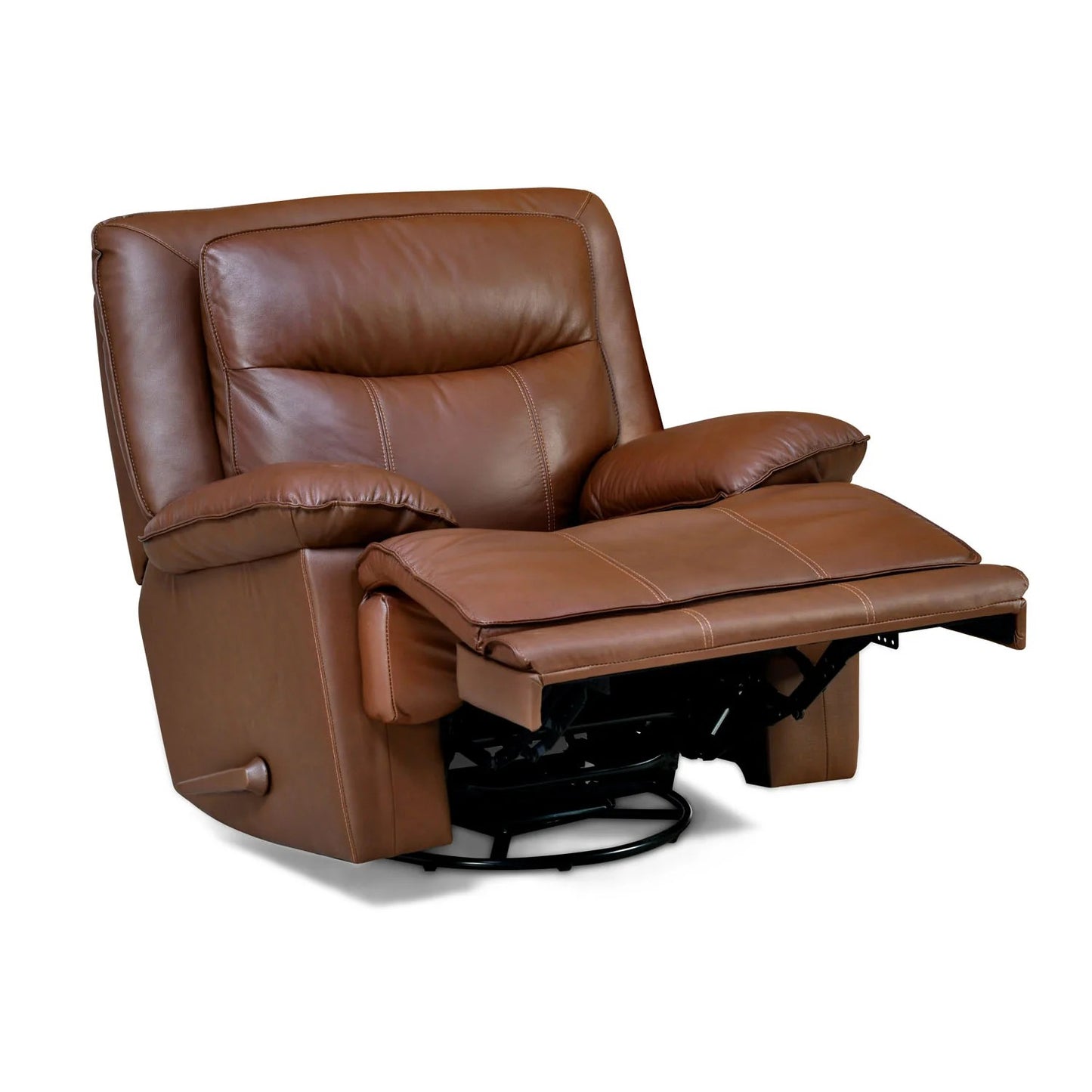 Hayes 1 Seater Leather Manual Recliner with Swivel-Brown