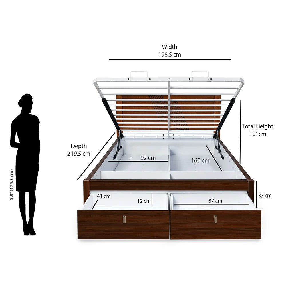 Electra Premier Bed With Hydraulic Storage King-Walnut