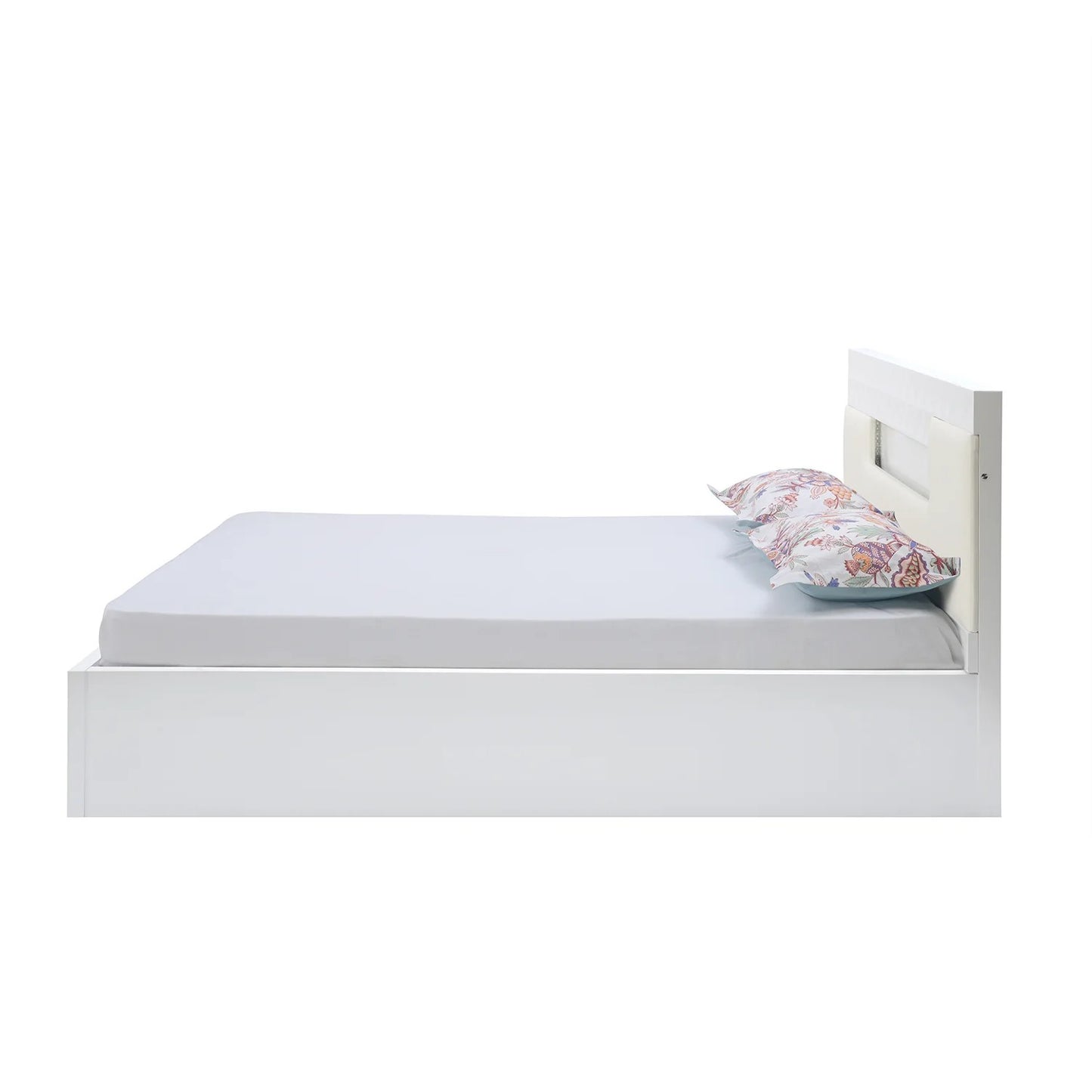 Theia High Gloss Queen Bed With Hydraulic Storage-White