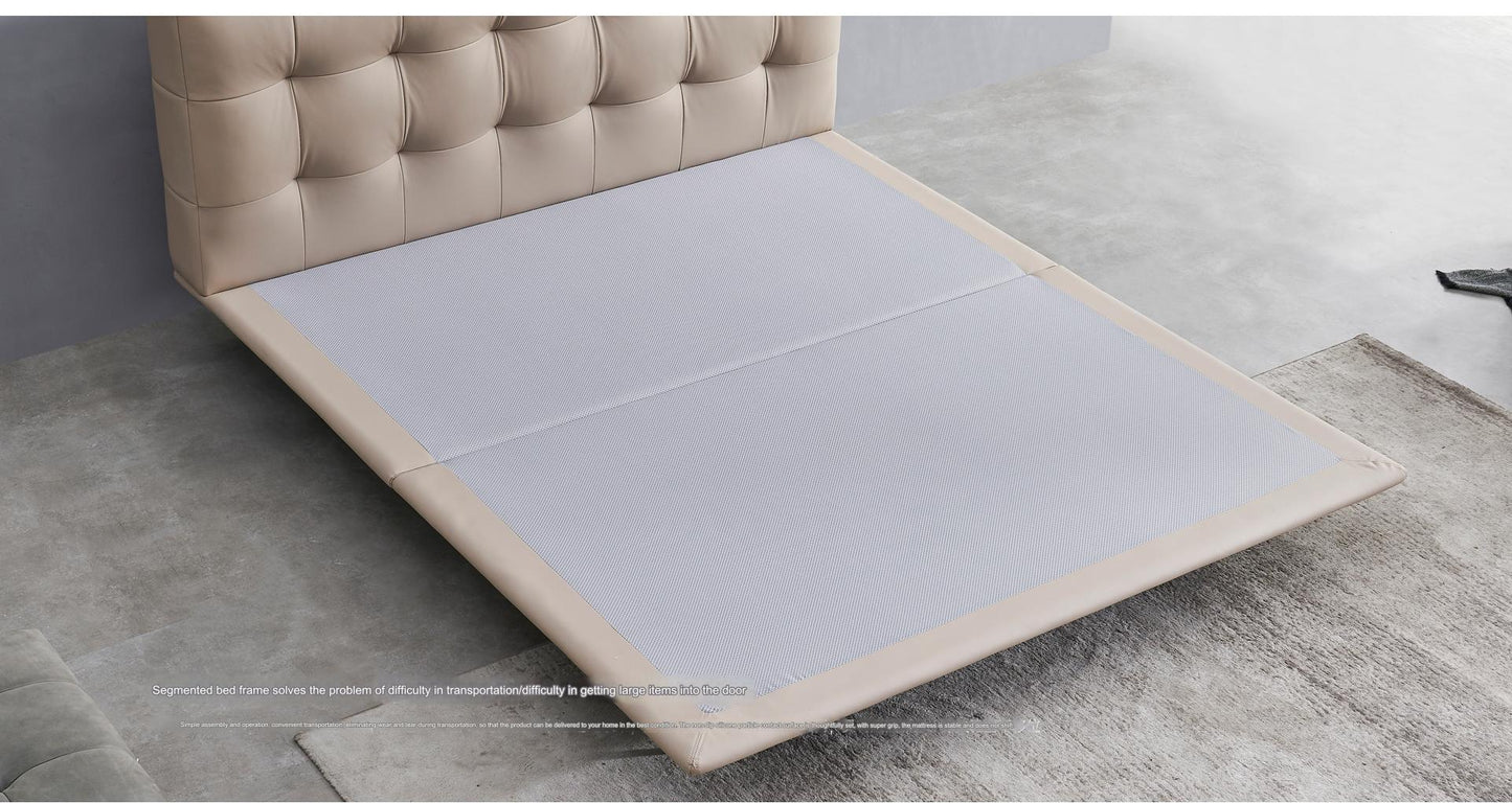 IN-Modern leather soft bed off white