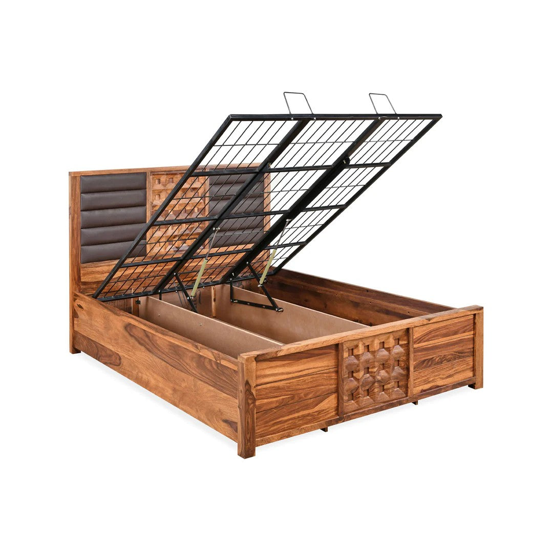 Hulk Queen Bed With Hydraulic Storage-Walnut