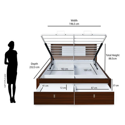 Ornate Premier Bed With Hydraulic Storage King-Walnut