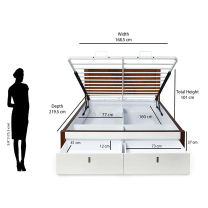 Electra Premier Bed With Hydraulic Storage Queen-Walnut