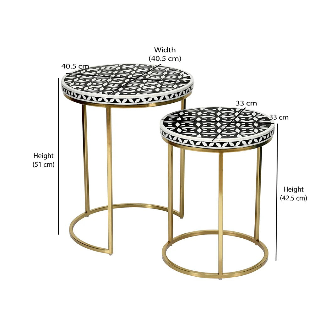 Ingrid Engineered Wood and Resin Top Nest Tables Set of 2-Gold