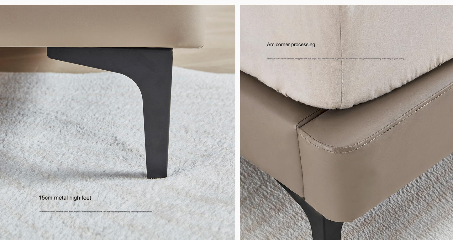IN-Pag-Italian minimalist Napa leather soft bed