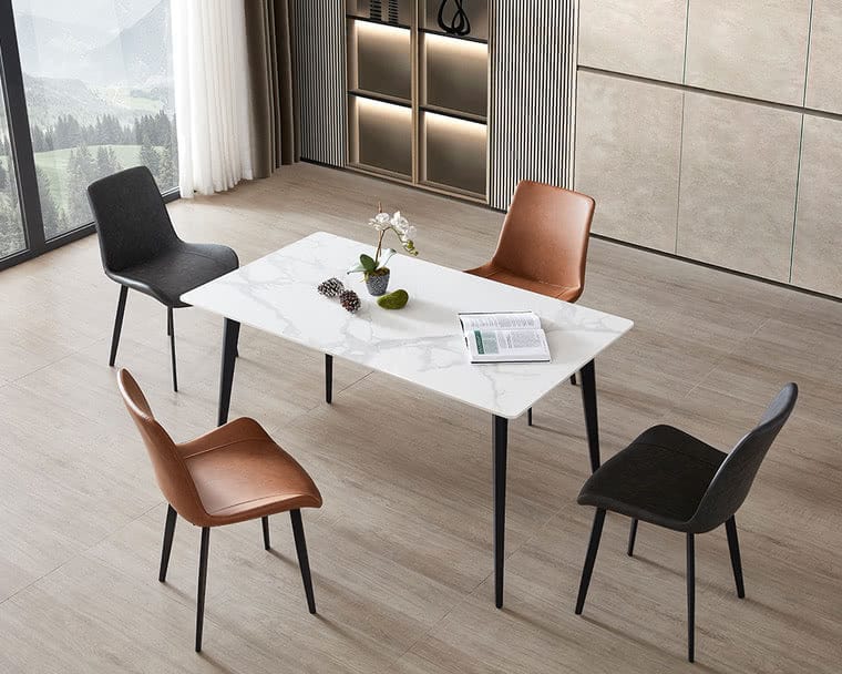 IN-Modern Rock Slab Dining Set (Luca White)