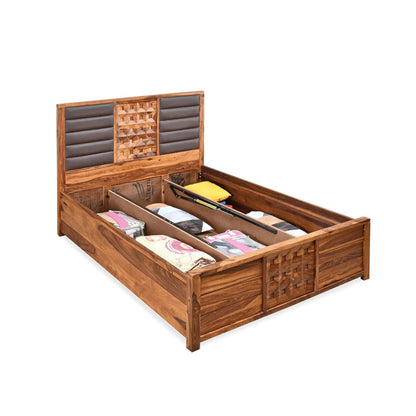 Hulk Queen Bed With Hydraulic Storage-Walnut