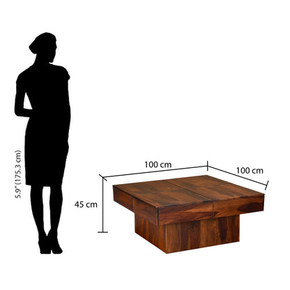 Arcade Solid Wood Coffee Table in Walnut Finish