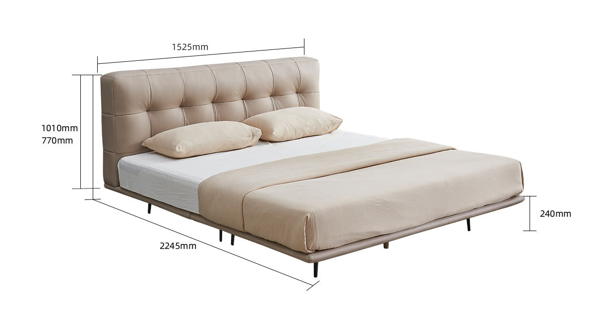 IN-Modern leather soft bed off white
