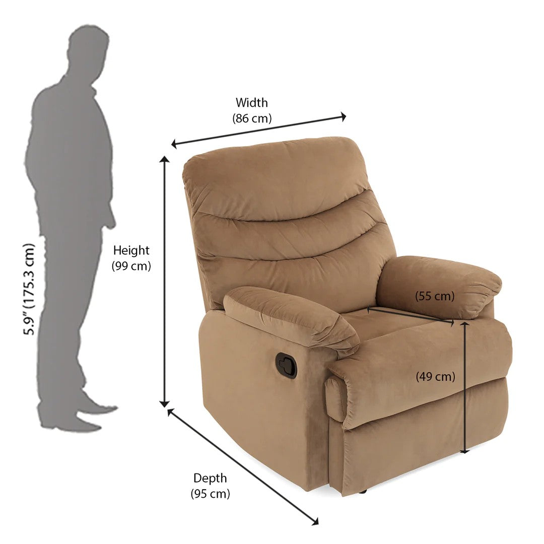 Skelton 1 Seater Manual Recliner-Brown