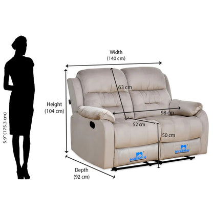 Rosia 2 Seater Manual Recliner-Light Brown