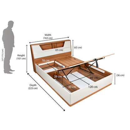 Eternal Queen Bed With Hydraulic Storage-Teak