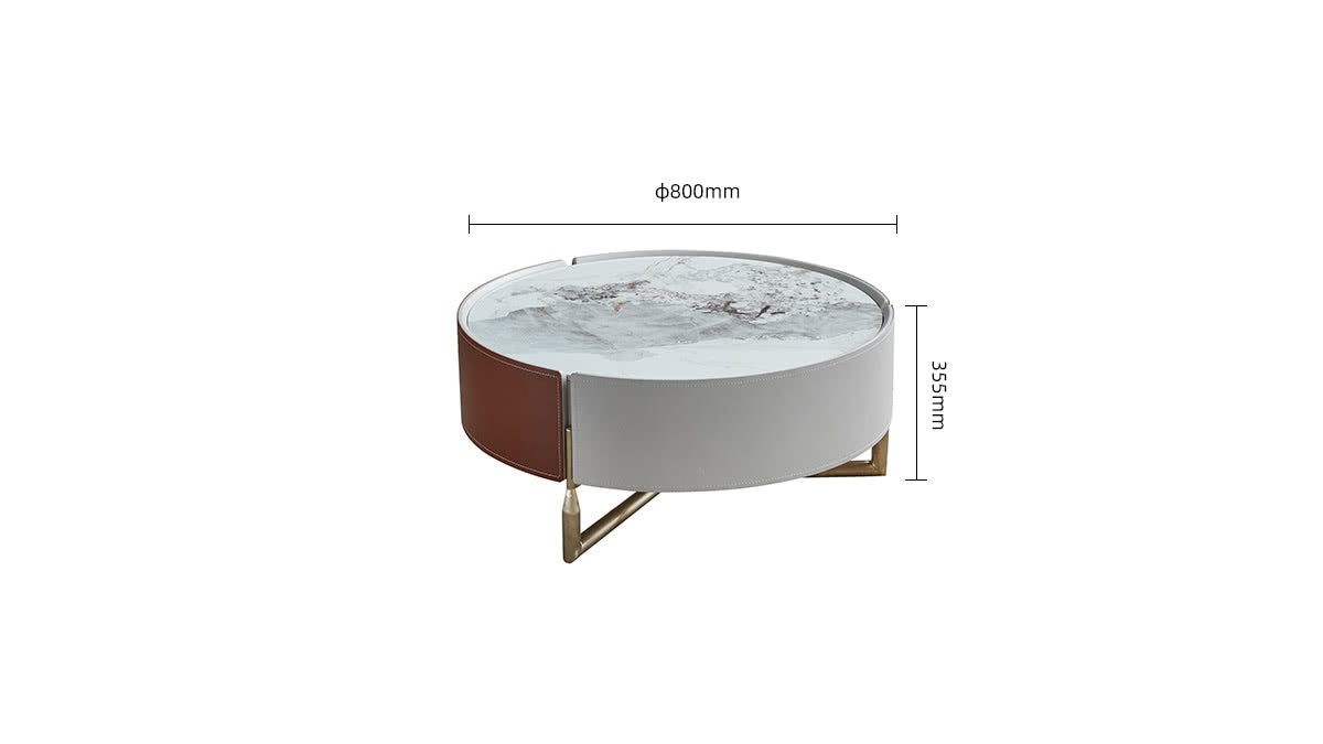 IN-Elysee light luxury saddle leather coffee table