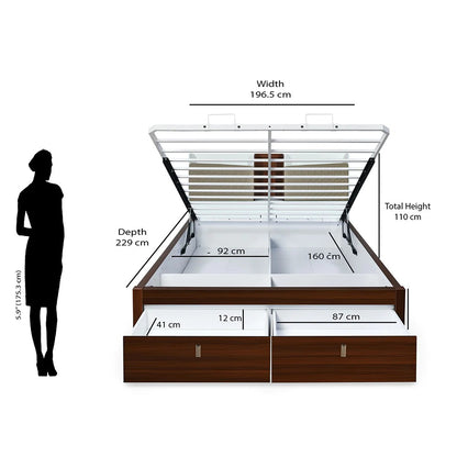 Alps Premier Bed with Full Hydraulic Storage King-Walnut