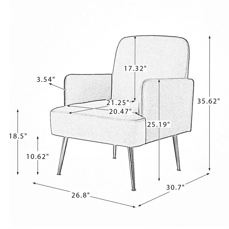 Daniela Armchair with Metal Legs(Set of 2)