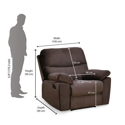 Rayford 1 Seater Fabric Manual Recliner-Brown