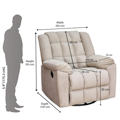 Vivo 1 Seater Fabric Manual Rocker & Swivel Recliner-Beige