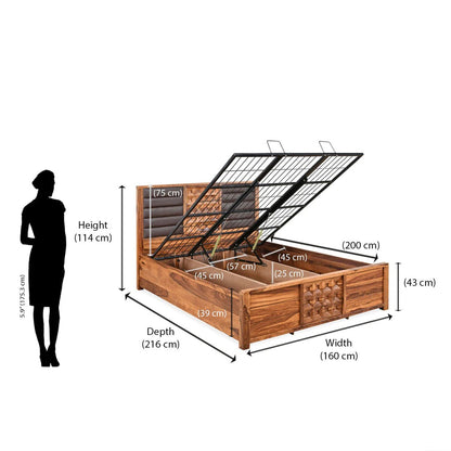 Hulk Queen Bed With Hydraulic Storage-Walnut