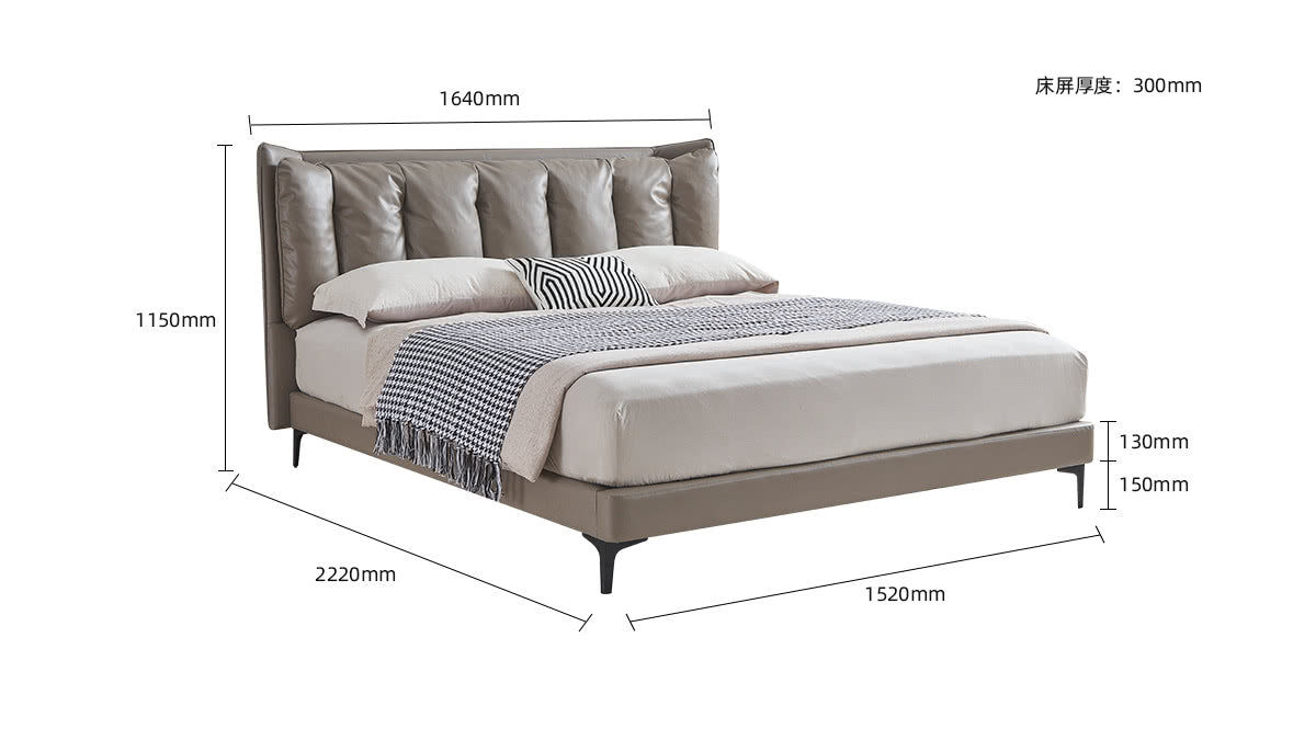 IN-Pag-Italian minimalist Napa leather soft bed